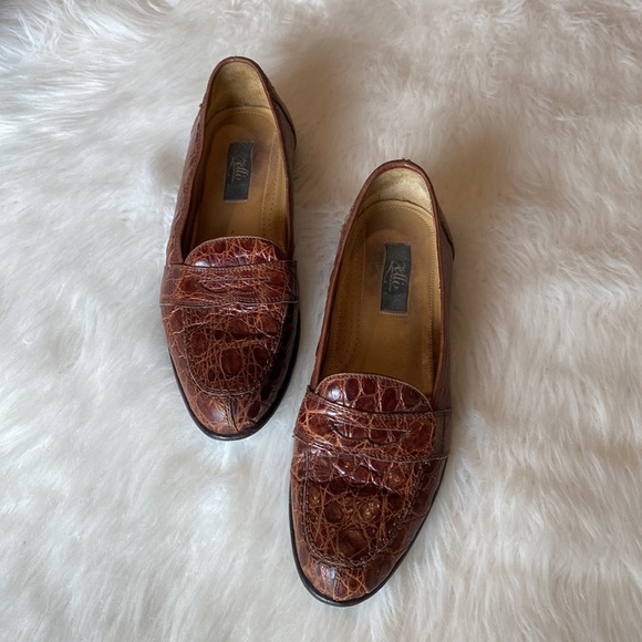 Zelli Italian Men’s Slip-On Penny Loafer in Cognac Crocodile Leather - Picture 2 of 11